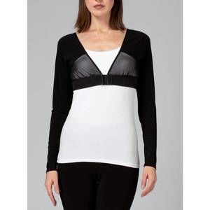 NEW JOSEPH RIBKOFF shadow sleeve top in black